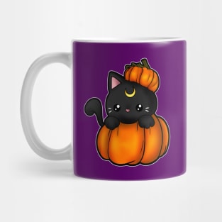 moon kitty pumpkin Mug